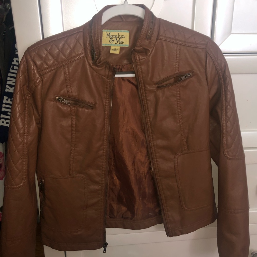 Maralyn & Me tan leather jacket size small